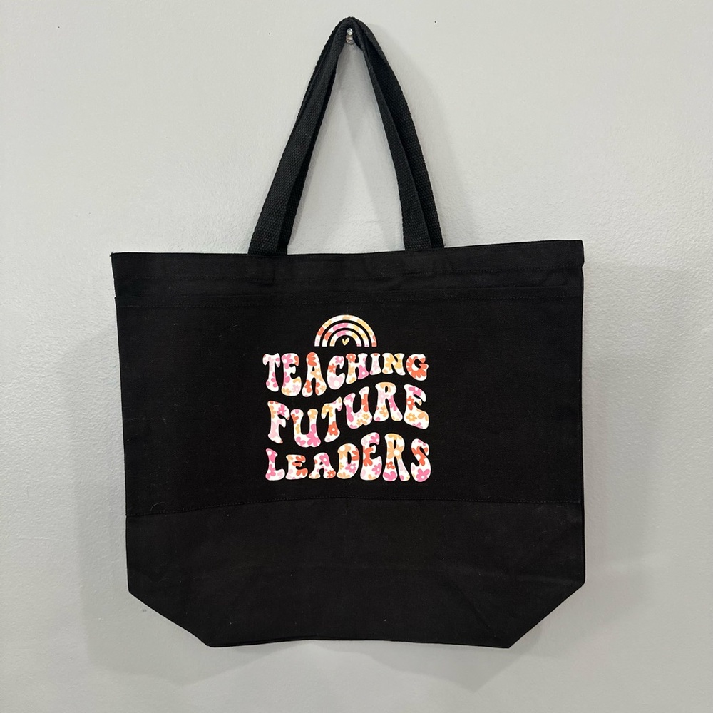 Black Tote Bag with Colorful Print